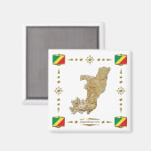Kaart Congo-Brazzaville + Flags Magnet Magneet (Voorkant / Achterkant)