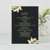 Kaart Cust voor Black and Ivory Damask Wedding Enc (Staand voorkant)