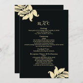 Kaart Cust voor Black and Ivory Damask Wedding Enc (Voorkant / Achterkant)