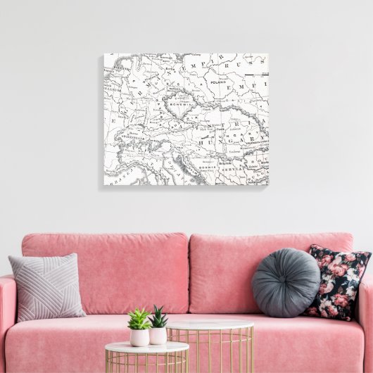 KAART: DUITSLAND EN OOSTENRIJK CANVAS AFDRUK (Insitu (Woonkamer))