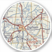  kaart Durham North Carolina Sticker (Voorkant)
