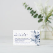 Kaart Dusty Blue Floral Website Info Enclosure (Staand voorkant)