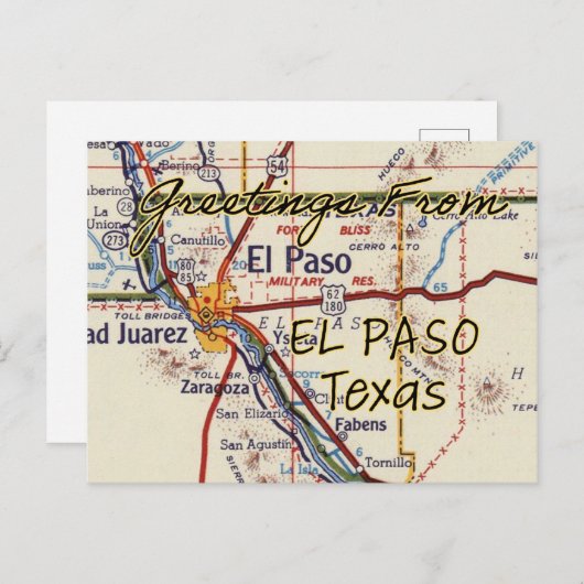 kaart El Paso TX (Voorkant / Achterkant)