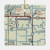  kaart Emmetsburg IA Keramisch Ornament (Achterkant)