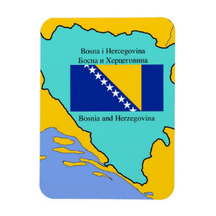 Kaart en vlag van Bosnië-Herzegovina Magneet