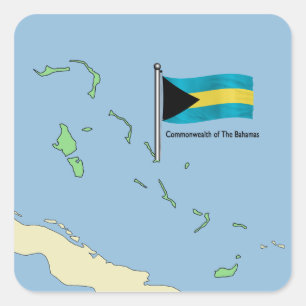 Kaart en vlag van de Bahama's Vierkante Sticker