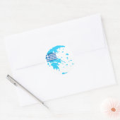 Kaart en vlag van Griekenland Ronde Sticker (Envelop)