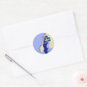 Kaart en vlag van Zweden Ronde Sticker (Envelop)