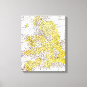KAART: ENGLAND EN WALES CANVAS AFDRUK