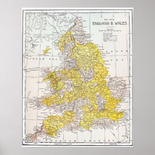 KAART: ENGLAND EN WALES POSTER