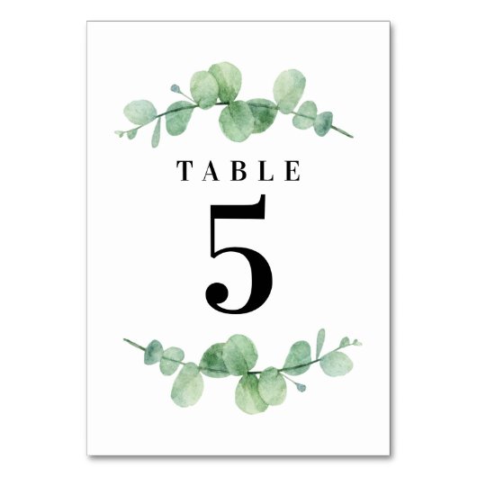 Kaart Eucalyptus Wedding Table Numbers (Voorkant)