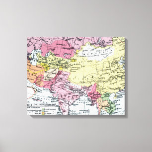KAART: EUROPA IN AZIË CANVAS AFDRUK