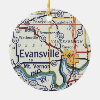 kaart Evansville Indiana Keramisch Ornament