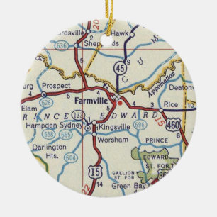 kaart Farmville VA Keramisch Ornament