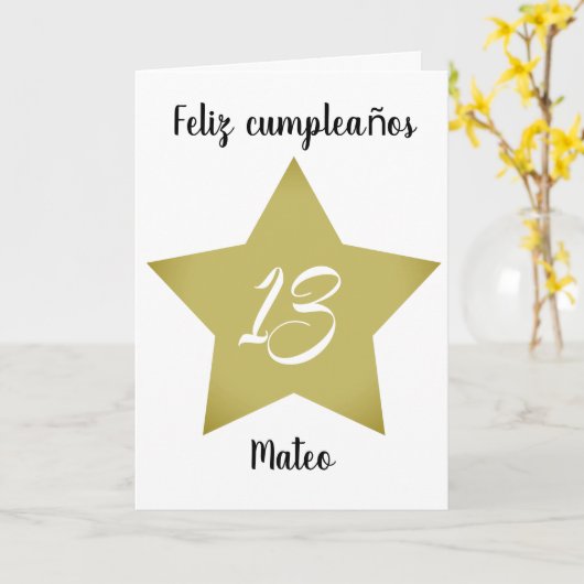 Kaart Feliz 13 Cumpleaños (Gele Bloem)