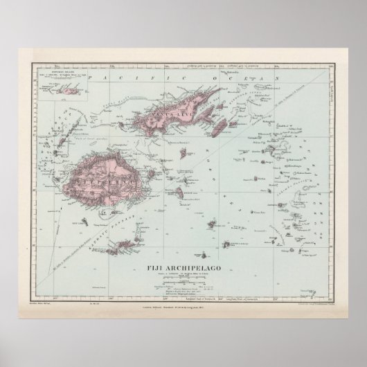  kaart Fiji (1904) Poster (Voorkant)