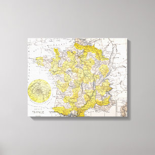 KAART: FRANKRIJK CANVAS AFDRUK