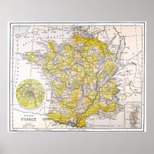 KAART: FRANKRIJK POSTER