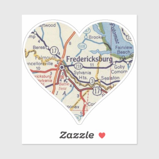  kaart Fredericksburg Virginia Sticker (Vel)