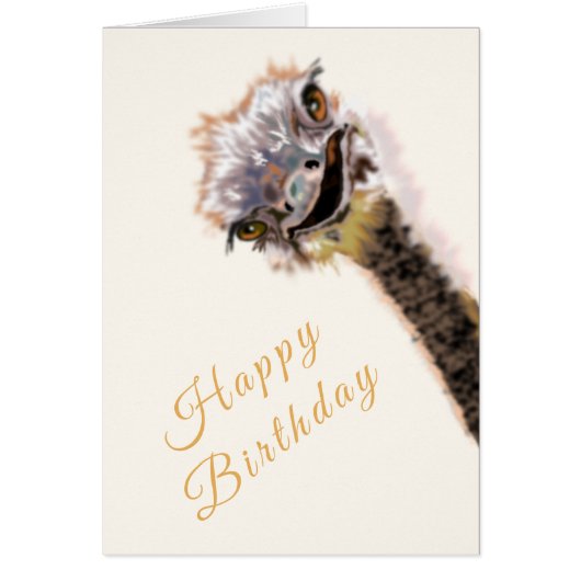 Kaart Fun voor speelse Ostrich Happy Birthday (Voorkant)