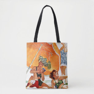 Kaart Game op de strand van Alex Ross Tote Bag