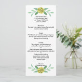 Kaart geel Floral Greenery Foliage Wedding Menu (Staand voorkant)