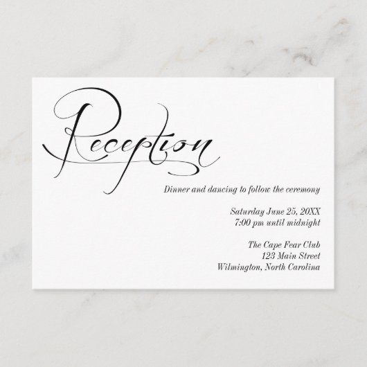 Kaart Gegevens over zwarte en witte bruiloft (Voorkant)