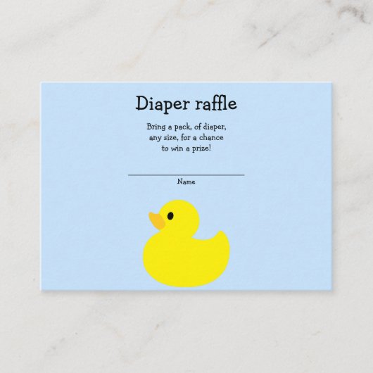 Kaart gele Duck Diaper Raffle Enclosure (Voorkant)