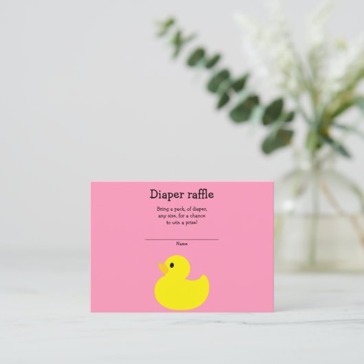 Kaart gele Duck Diaper Raffle Enclosure (Staand voorkant)