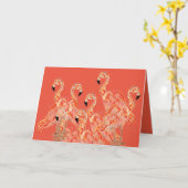 Kaart gevouwen noot : Flamingos (Gele Bloem)