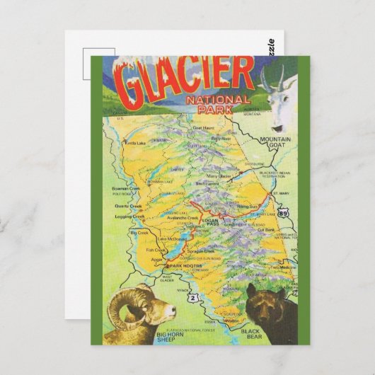 kaart Glacier National Park (Voorkant / Achterkant)