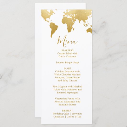 Kaart Globetrotter Glam Wedding Menu (Voorkant / Achterkant)