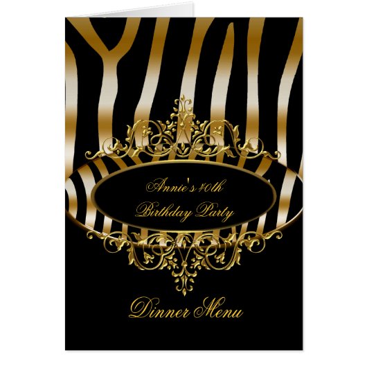 Kaart Gold Zebra Black in menu (Voorkant)