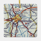  kaart Greenville SC Keramisch Ornament (Voorkant)