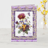 Kaart Greeting Floral Mauve Flowers (Gele Bloem)