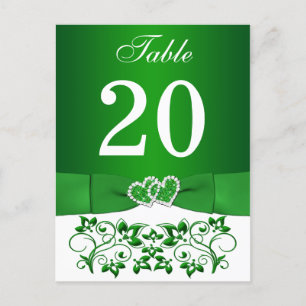 Kaart groen, wit Floral Table Number