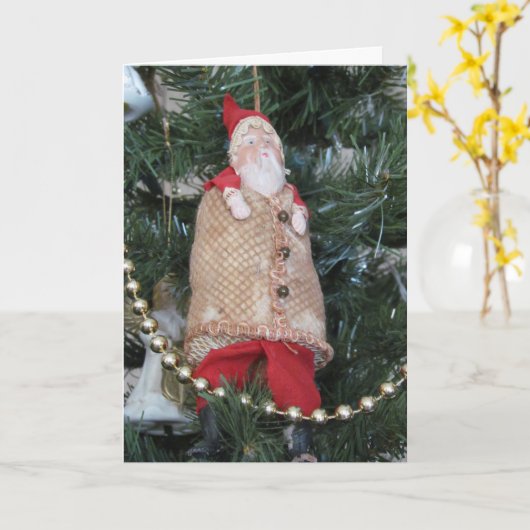 Kaart - Groet - Santa Tree Ornament (Gele Bloem)