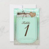 Kaart groot Mason Jar & Lights Mint Table Number (Voorkant)