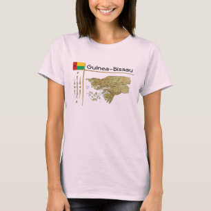 Kaart Guinee-Bissau + vlag + titel T-shirt
