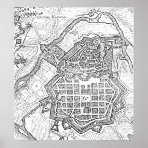 Kaart Hanau, 1636 Poster