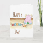 kaart "Happy Adoption Day" Elephant Waterverf (Voorkant)