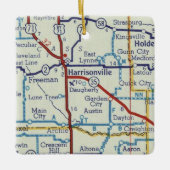 kaart Harrisonville MO Keramisch Ornament (Voorkant)