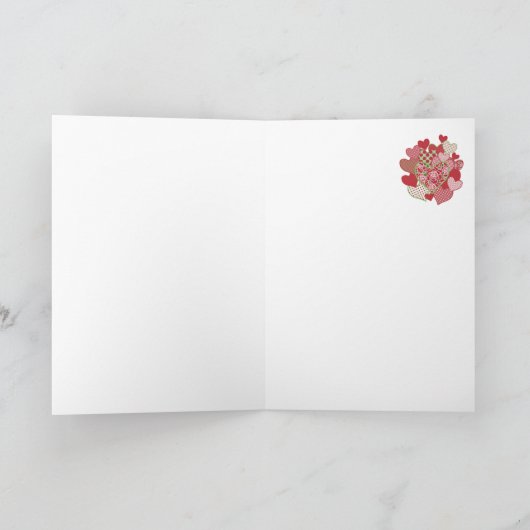 Kaart, hart, Rozen, faux-patchwork van valentijns Feestdagen Kaart (Binnen)