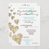 kaart harten bruiloft uitnodiging (Voorkant / Achterkant)