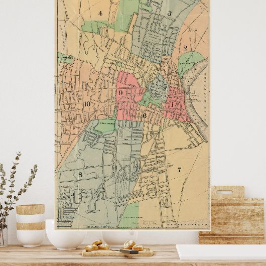 kaart Hartford Connecticut (1903) Poster (Keuken)