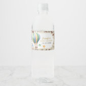 kaart Hete Luchtballon Baby shower Waterfles Etiket (Voorkant)
