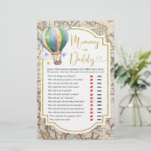  Kaart Hete Luchtballon Douche Mama of Papa (Staand voorkant)