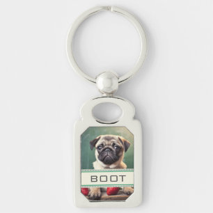 kaart huis   pug  sleutelhanger