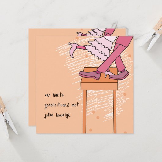 kaart huwelijk felicitatie uitnodiging (Voorkant / Achterkant in situ)