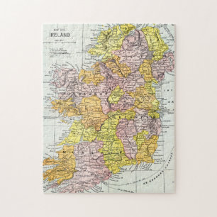 KAART: IERLAND, c1890 Legpuzzel